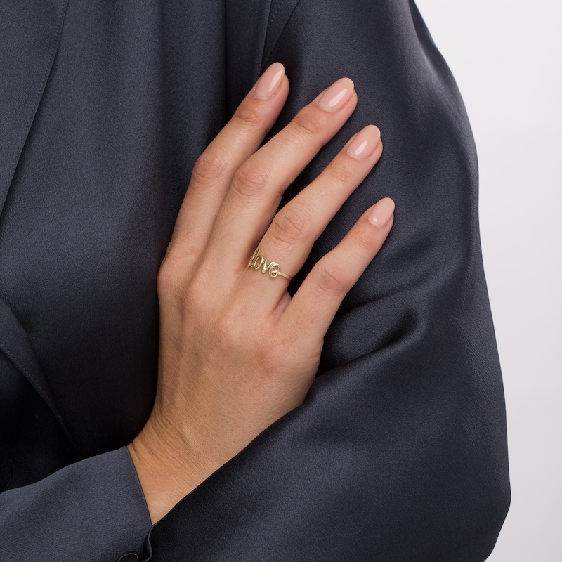 Main Image 2 of Cursive "love" Stackable Ring in 10K Gold