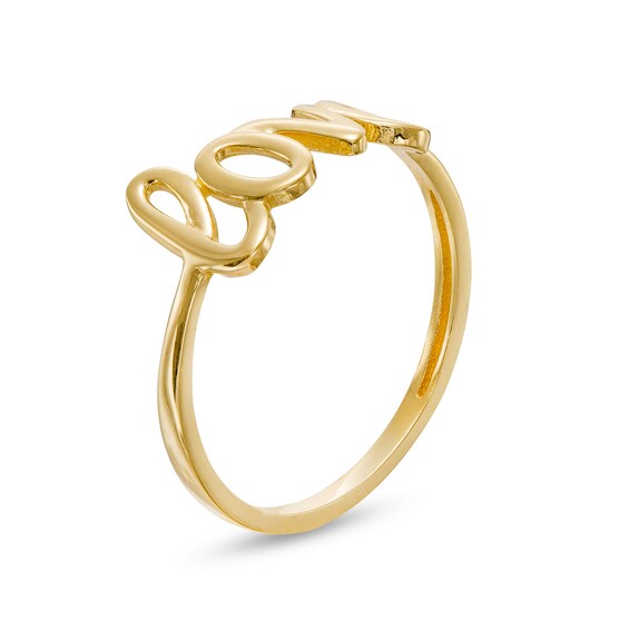 Cursive "love" Stackable Ring in 10K Gold