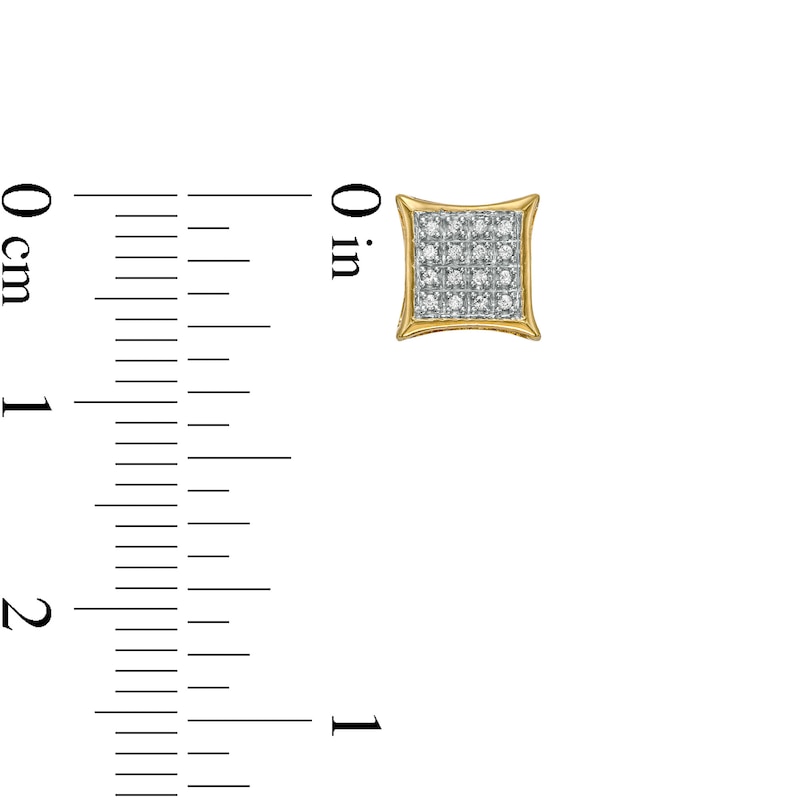 Main Image 3 of Men's 1/10 CT. T.W. Square Composite Diamond Concave Frame Stud Earrings in 10K Gold