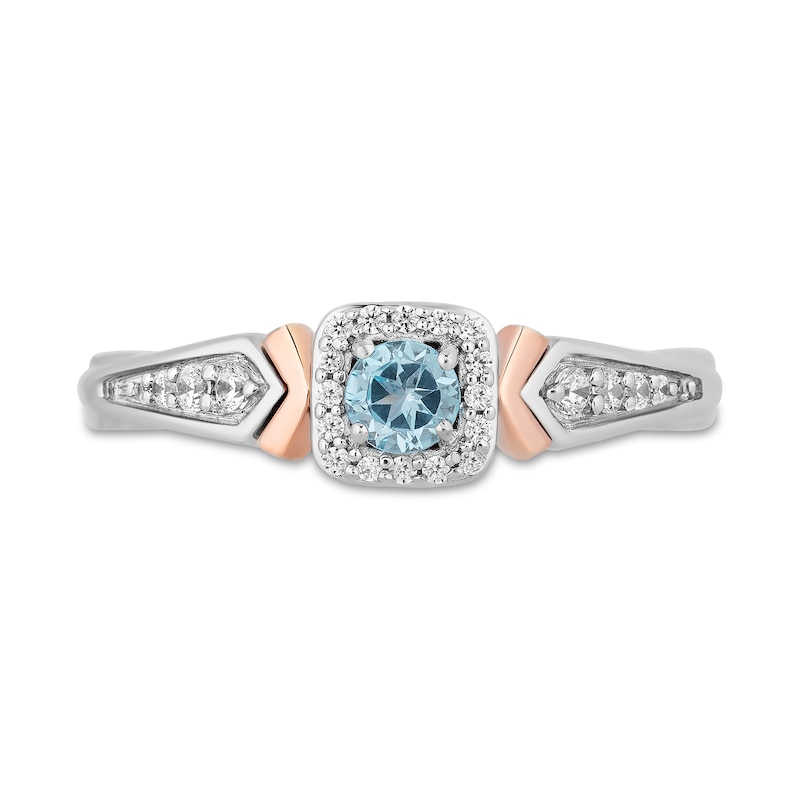 Enchanted Disney Elsa Swiss Blue Topaz and 1/6 CT. T.W. Diamond Ring in Sterling Silver and 10K Rose Gold