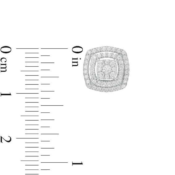 1/2 CT. T.w. Multi-Diamond Double Cushion-Shaped Frame Stud Earrings in 10K White Gold