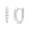 Thumbnail Image 1 of 1/5 CT. T.W. Diamond Three Stone Hoop Earrings in 10K White Gold