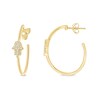 Thumbnail Image 0 of 1/8 CT. T.W. Diamond Hamsa Hoop Earrings in Sterling Silver with 14K Gold Plate