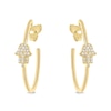 Thumbnail Image 1 of 1/8 CT. T.W. Diamond Hamsa Hoop Earrings in Sterling Silver with 14K Gold Plate