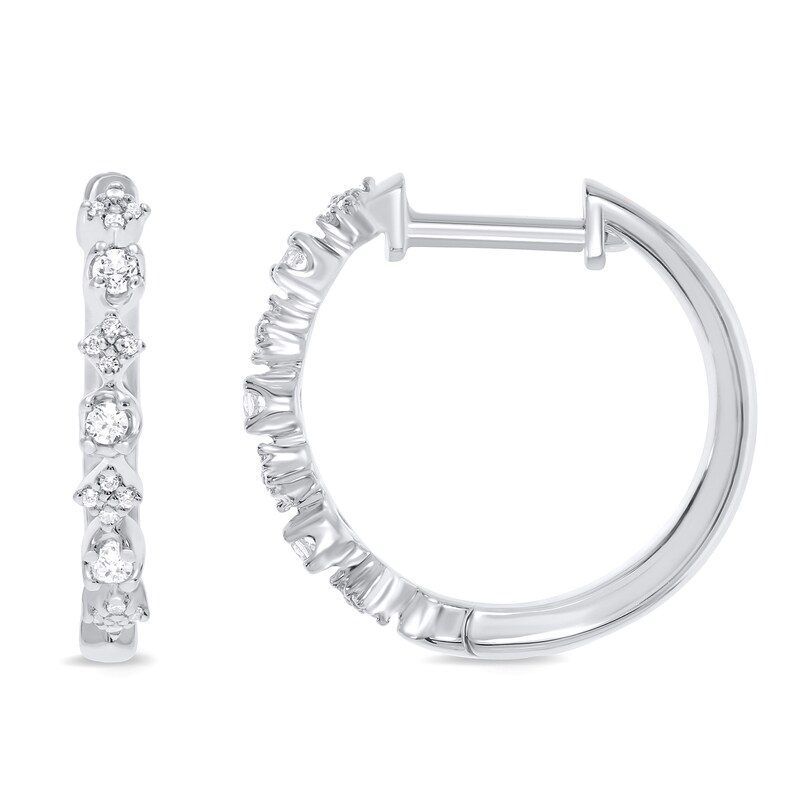 1/5 CT. T.W. Diamond Geometric Hoop Earrings in Sterling Silver