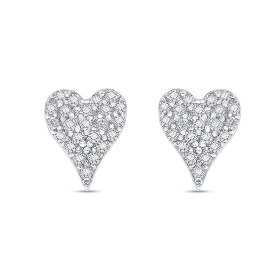 1/8 CT. T.w. Diamond Heart Stud Earrings in Sterling Silver