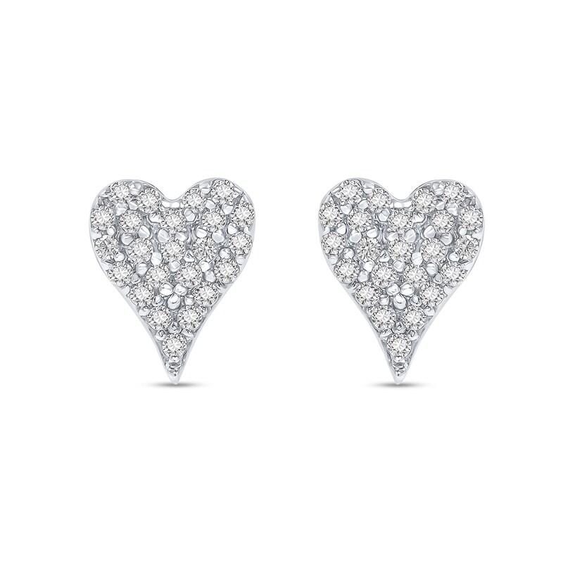 Main Image 2 of 1/8 CT. T.W. Diamond Heart Stud Earrings in Sterling Silver
