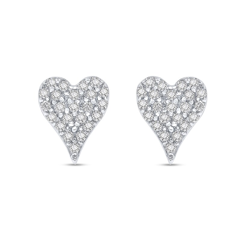 1/8 CT. T.W. Diamond Heart Stud Earrings in Sterling Silver | Zales