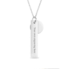 Thumbnail Image 1 of Birth Stats with Print Disc Charm Vertical Bar Pendant in Sterling Silver (1 Image and 5 Lines)