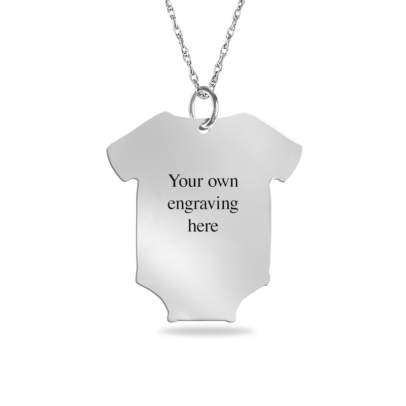 Engravable Birth Stats Baby Onesie Pendant in Sterling Silver (5-8 Lines)