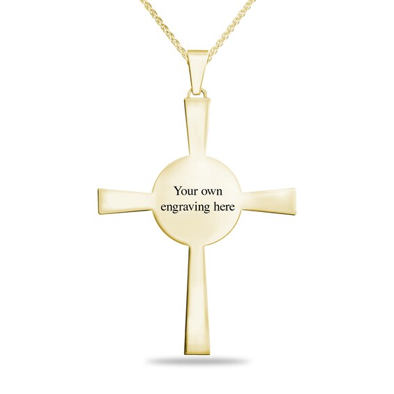 Men's 5/8 CT. T.w. Diamond Engravable Photo Cross Pendant in 10K Gold (1 Image and Line)