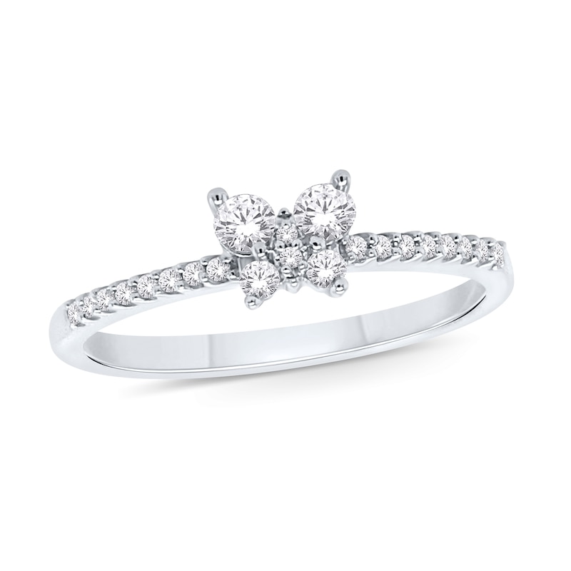 Main Image 1 of 1/5 CT. T.W. Diamond Butterfly Ring in Sterling Silver