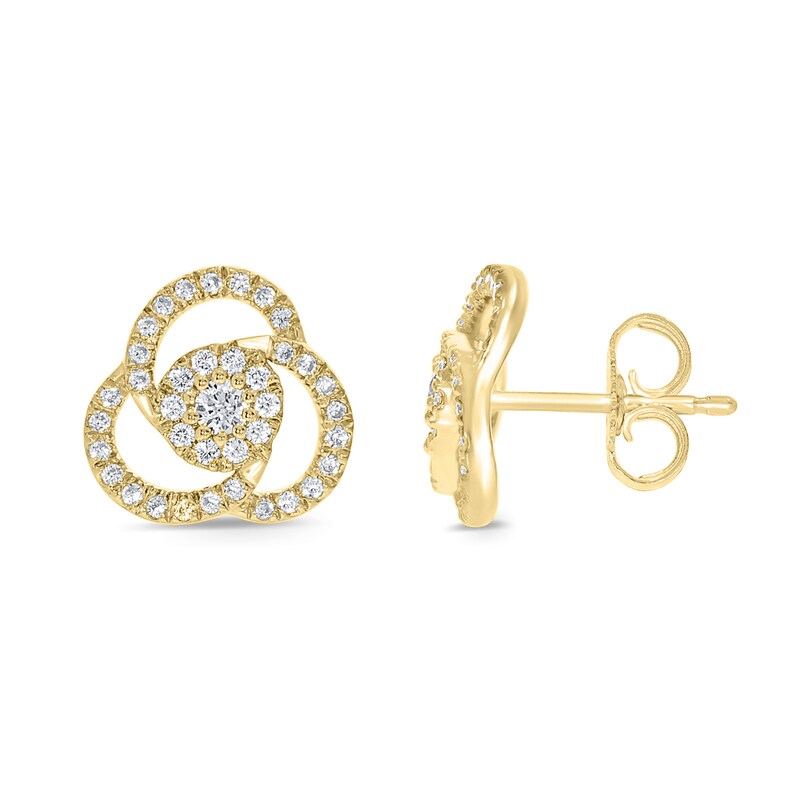 1/3 CT. T.W. Composite Diamond Spiral Stud Earrings in Sterling Silver with 14K Gold Plate