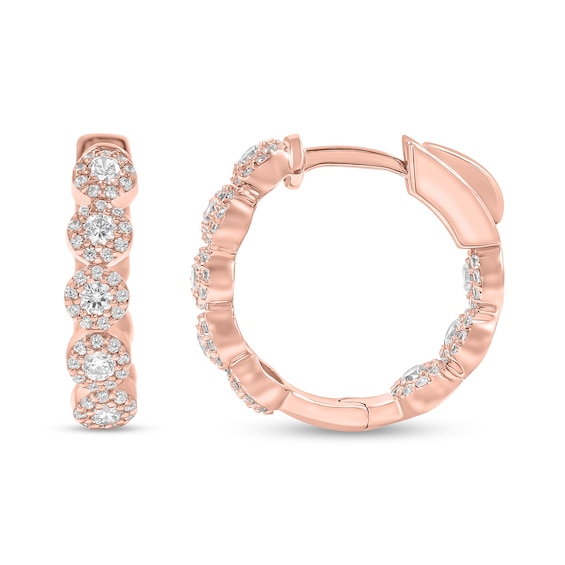 1 CT. T.w. Composite Diamond Inside-Out Hoop Earrings in 10K Rose Gold