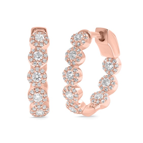 1 CT. T.w. Composite Diamond Inside-Out Hoop Earrings in 10K Rose Gold