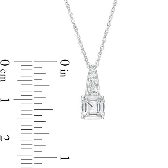 Asscher-Cut White Lab-Created Sapphire Graduated Drop Pendant and Earrings Set in Sterling Silver