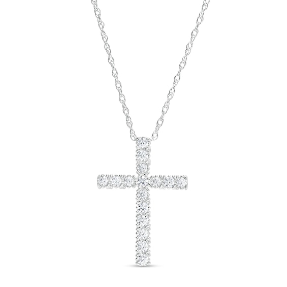 1/4 CT. T.w. Diamond Cross Pendant in 10K White Gold