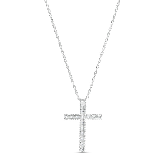 1/4 CT. T.w. Diamond Cross Pendant in 10K White Gold