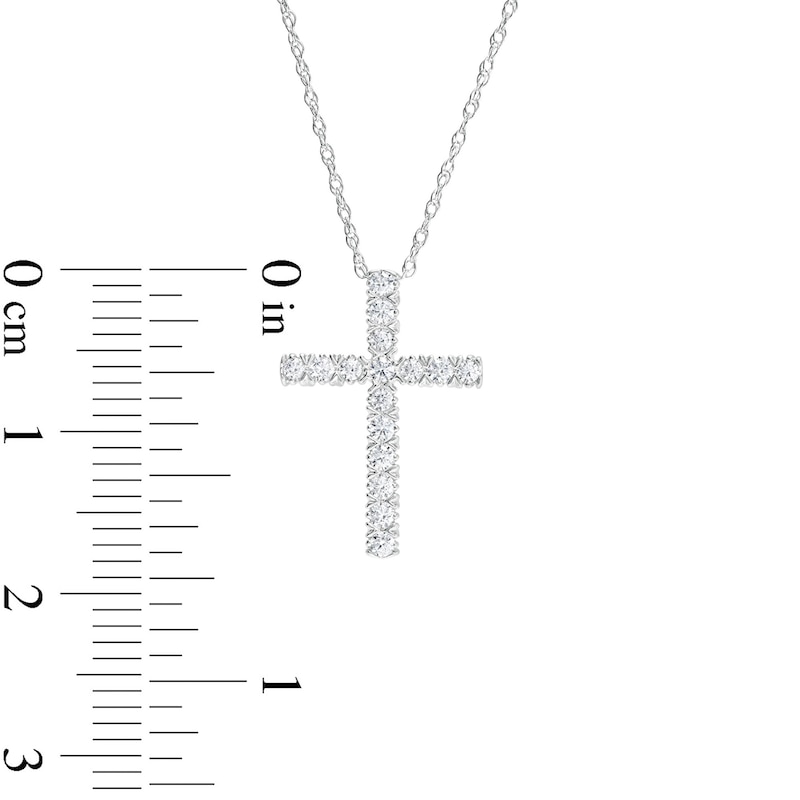 Main Image 4 of 1/4 CT. T.W. Diamond Cross Pendant in 10K White Gold