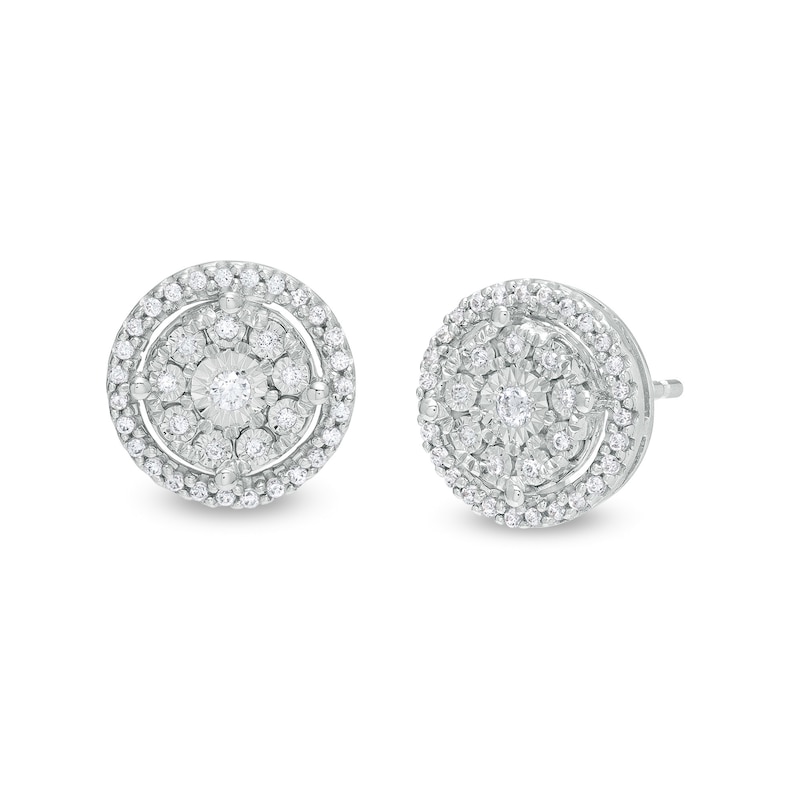 Main Image 1 of 1/5 CT. T.W. Multi-Diamond Frame Stud Earrings in Sterling Silver