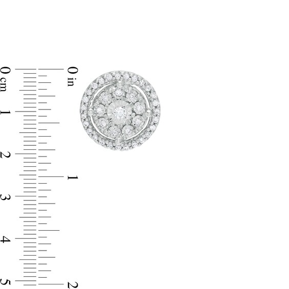1/5 CT. T.w. Multi-Diamond Frame Stud Earrings in Sterling Silver