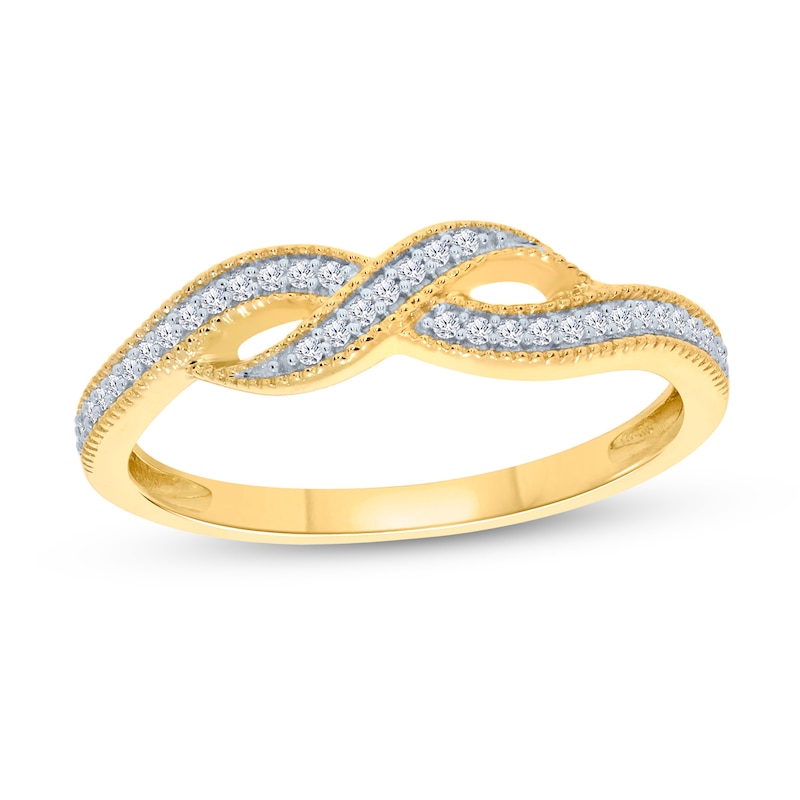 Main Image 1 of 1/10 CT. T.W. Diamond Twist Ring in Sterling Silver with 14K Gold Plate