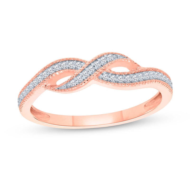 Main Image 1 of 1/10 CT. T.W. Diamond Twist Ring in Sterling Silver with 14K Rose Gold Plate