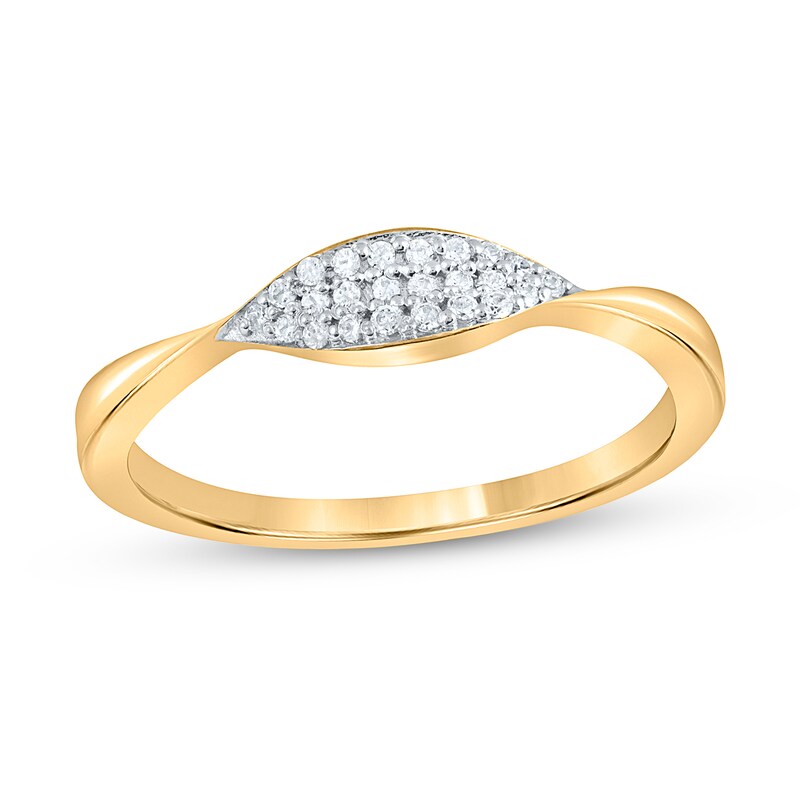 Main Image 1 of 1/10 CT. T.W. Composite Marquise Diamond Signet Ring in Sterling Silver with 14K Gold Plate