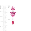 Thumbnail Image 3 of Marquise Lab-Created Ruby and White Lab-Created Sapphire Floral Triple Drop Earrings in Sterling Silver
