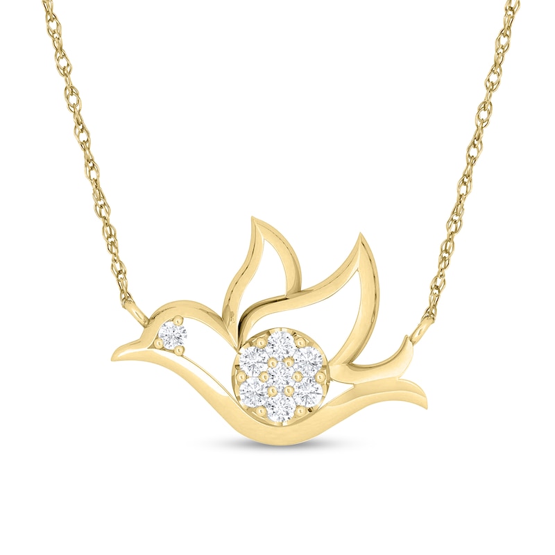 Main Image 1 of 1/10 CT. T.W. Composite Diamond Flying Dove Necklace in Sterling Silver with 14K Gold Plate