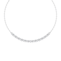 2 CT. T.W. Diamond Marquise-Shaped Curved Necklace in 10K White Gold