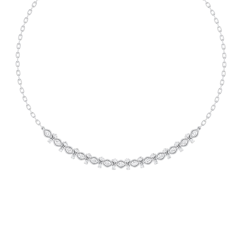 2 CT. T.W. Diamond Marquise-Shaped Curved Necklace in 10K White Gold