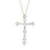 Thumbnail Image 1 of 1/4 CT. T.W. Baguette and Round Diamond Cross Pendant in Sterling Silver with 14K Gold Plate