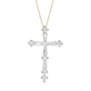 Thumbnail Image 0 of 1/4 CT. T.W. Baguette and Round Diamond Cross Pendant in Sterling Silver with 14K Gold Plate