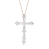 Thumbnail Image 1 of 1/4 CT. T.W. Baguette and Round Diamond Cross Pendant in Sterling Silver with 14K Rose Gold Plate
