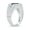 Thumbnail Image 2 of 9.0mm Square Onyx and Diamond Accent Split Shank Ring in Sterling Silver