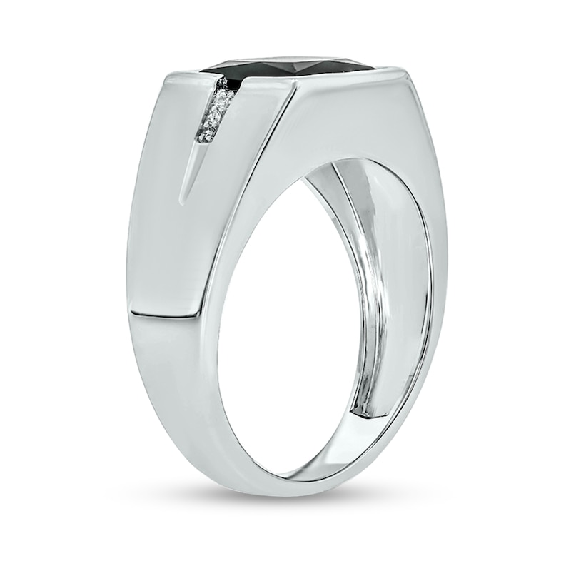 Main Image 2 of 9.0mm Square Onyx and Diamond Accent Split Shank Ring in Sterling Silver