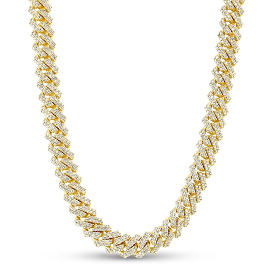 Men's 18.97 CT. T.w. Diamond Cuban Link Chain Necklace in Solid 14K Gold - 22"