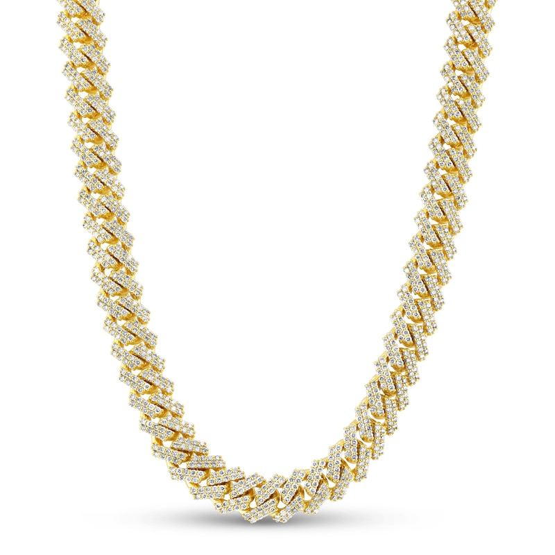Men's 19 CT. T.W. Diamond Solid Cuban Link Chain Necklace in 14K Gold ...