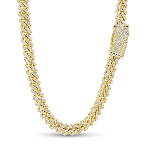 Men's 18.97 CT. T.w. Diamond Cuban Link Chain Necklace in Solid 14K Gold - 22"