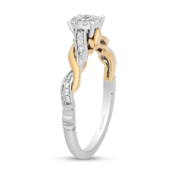 Enchanted Disney Rapunzel 1/5 CT. T.w. Multi-Diamond Twist Shank Promise Ring in Sterling Silver and 10K Gold
