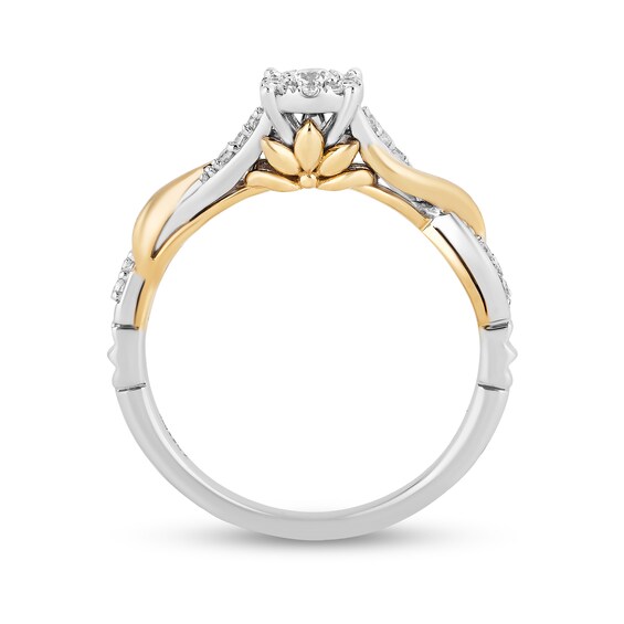 Enchanted Disney Rapunzel 1/5 CT. T.w. Multi-Diamond Twist Shank Promise Ring in Sterling Silver and 10K Gold