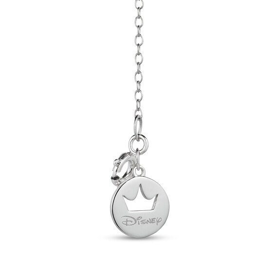 Enchanted Disney Princess 1/10 CT. T.w. Diamond "Princess" with Crown Necklace in Sterling Silver and 10K Gold