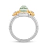 Thumbnail Image 3 of Enchanted Disney Tiana Oval Green Quartz and 1/6 CT. T.W. Diamond Water Lily Ring in Sterling Silver and 10K Gold