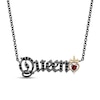 Thumbnail Image 1 of Enchanted Disney Villains Evil Queen Garnet and Black Diamond "Queen" Necklace in Sterling Silver and 10K Gold