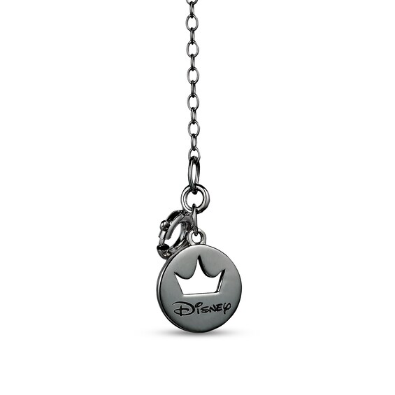 Enchanted Disney Villains Evil Queen Garnet and Black Diamond "Queen" Necklace in Sterling Silver and 10K Gold