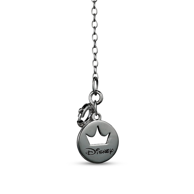 Main Image 2 of Enchanted Disney Villains Evil Queen Garnet and Black Diamond "Queen" Necklace in Sterling Silver and 10K Gold