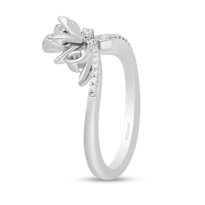 Enchanted Disney Elsa 1/6 CT. T.W. Diamond Flower Tiara Ring in Sterling Silver – Size 7