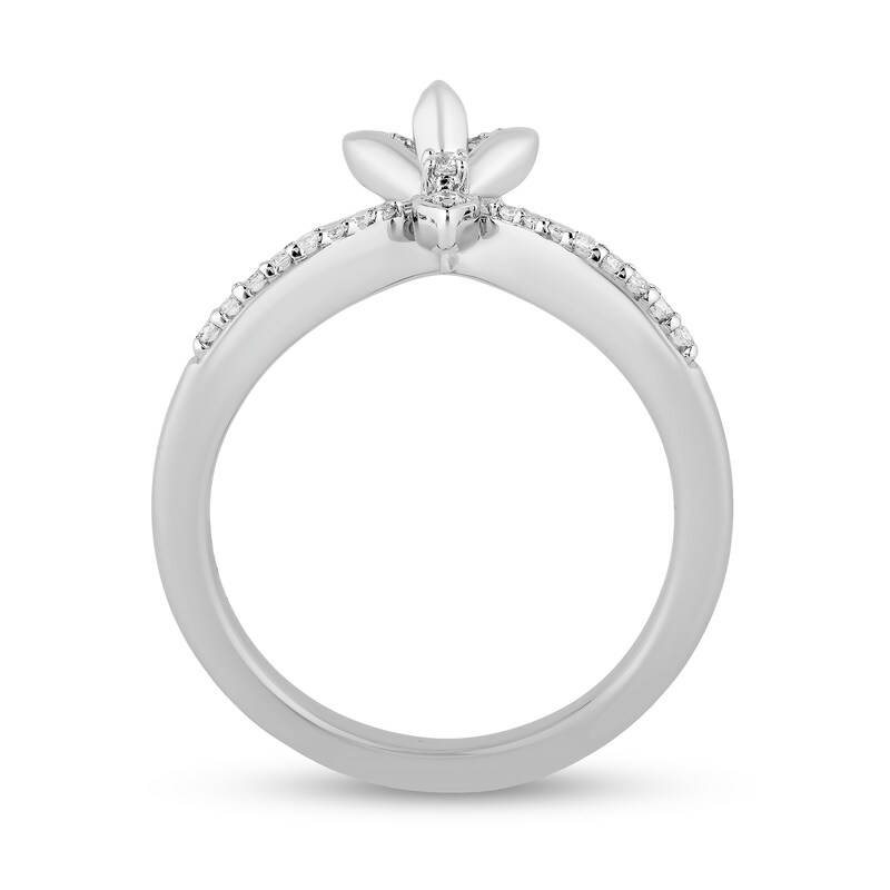 Enchanted Disney Elsa 1/6 CT. T.W. Diamond Flower Tiara Ring in Sterling Silver – Size 7
