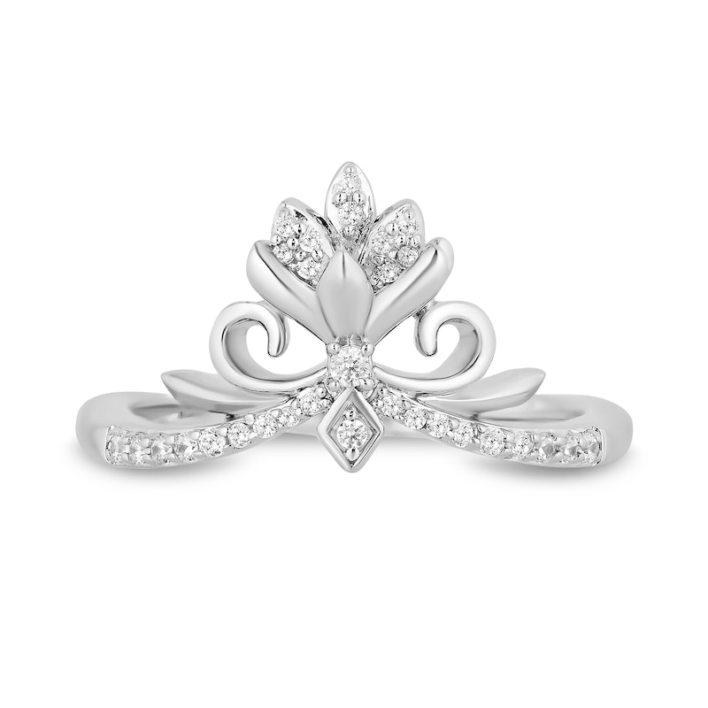 Enchanted Disney Elsa 1/6 CT. T.W. Diamond Flower Tiara Ring in Sterling Silver – Size 7
